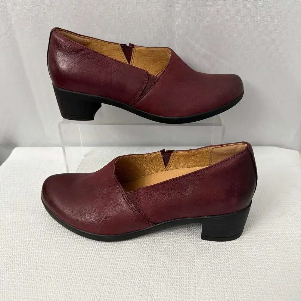 Dansko Shoes Womens Size 9 Camdyn Wine Red Leather Slip On Block Heels 39